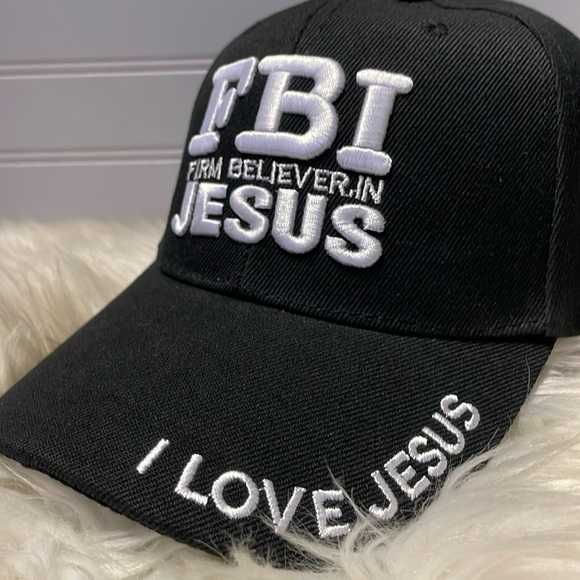 FBI- Firm Believer in Jesus Black Embroidered Baseball Cap - Picture 11 of 12